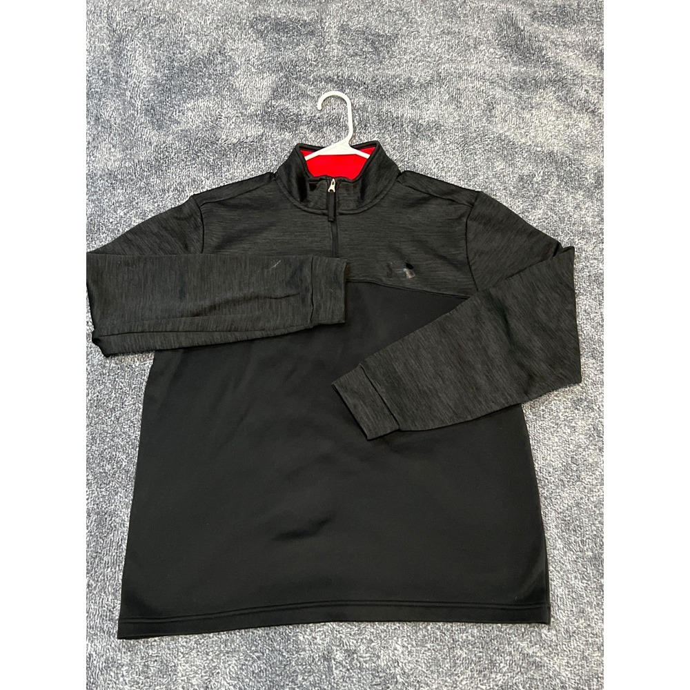 Under Armour ColdGear Mens Large Quarter Zip Pullover Black Heather Colorblock